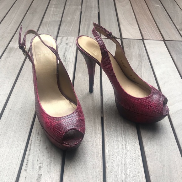 STUART WEITZMAN Veyvey Snakeskin Platform Heels - Picture 3 of 7